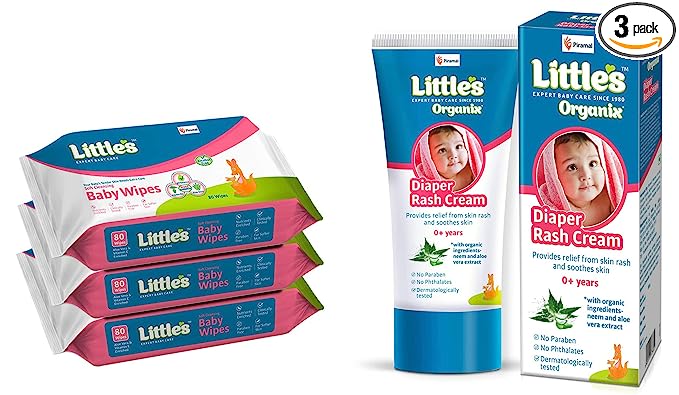 Little's Soft Cleansing Baby Wipes, Organix Diaper Rash Cream