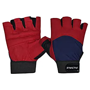 Amazon Brand - Symactive Gym Training Gloves, Set of 2, Medium, Vision, (Red/Blue)