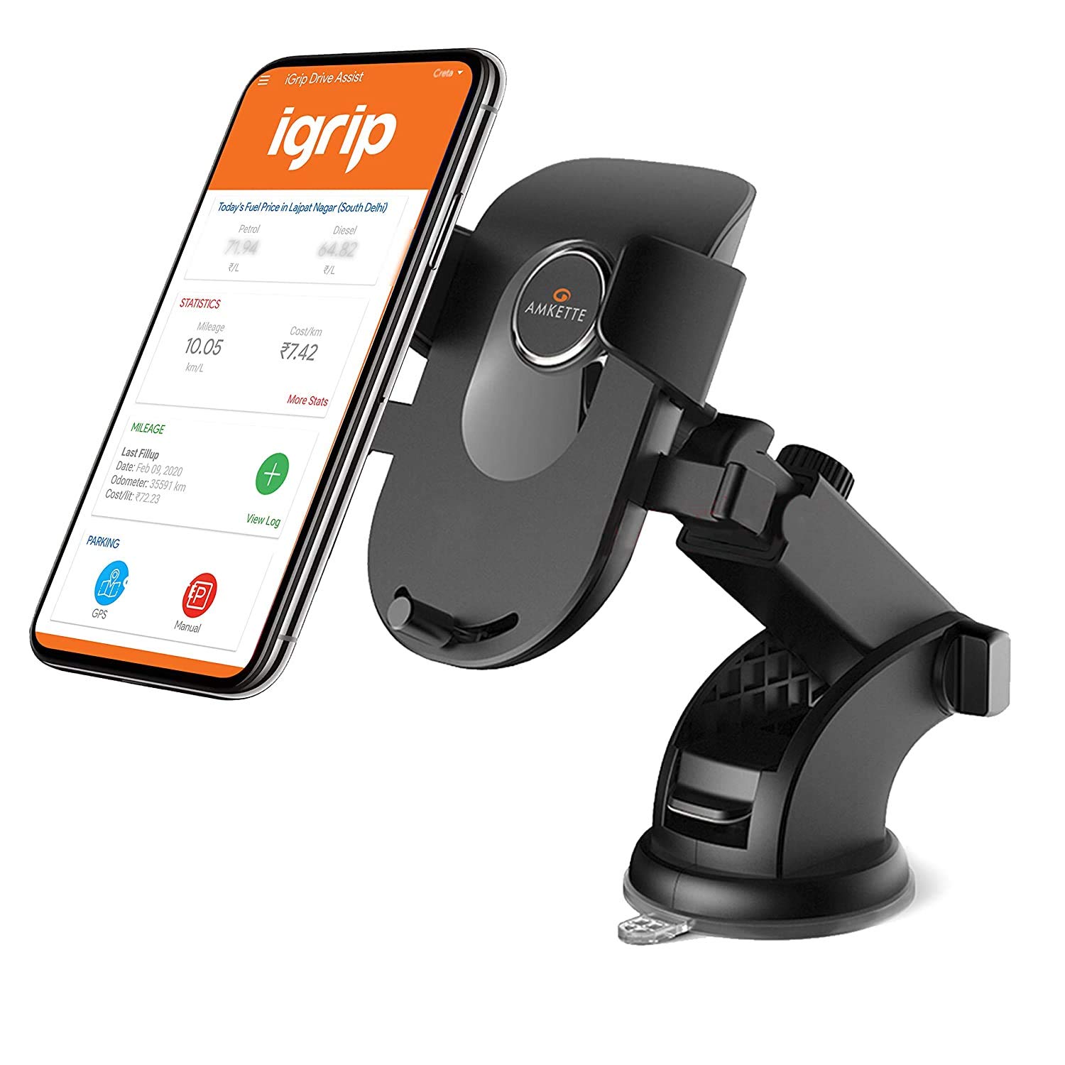 Amkette iGrip Telescopic One Touch Dashboard & Windshield Car Mount