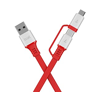 boAt Deuce Usb 500 Stress Resistant Tangle-Free Sturdy 2-In-1 Micro Usb + Type-C 6.5A Fast Charging Cable