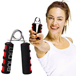 Boldfit Hand Grip Strengthener with Foam Handle, Hand Gripper for Men & Women for Gym Workout Hand Exercise Equipment to Use in Home for Forearm Exercise, Finger Exercise Power Gripper (Red-Black, Blue-Black)