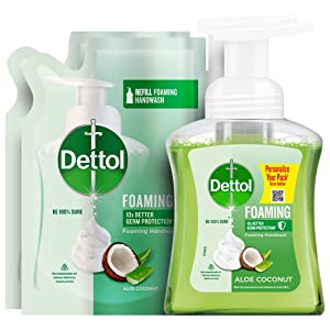 Dettol Foaming Handwash Pump + Refill Combo, Aloe Coconut