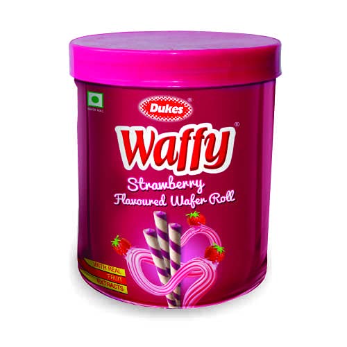 Dukes Waffy Strawberry flavoured Wafer Roll Jar