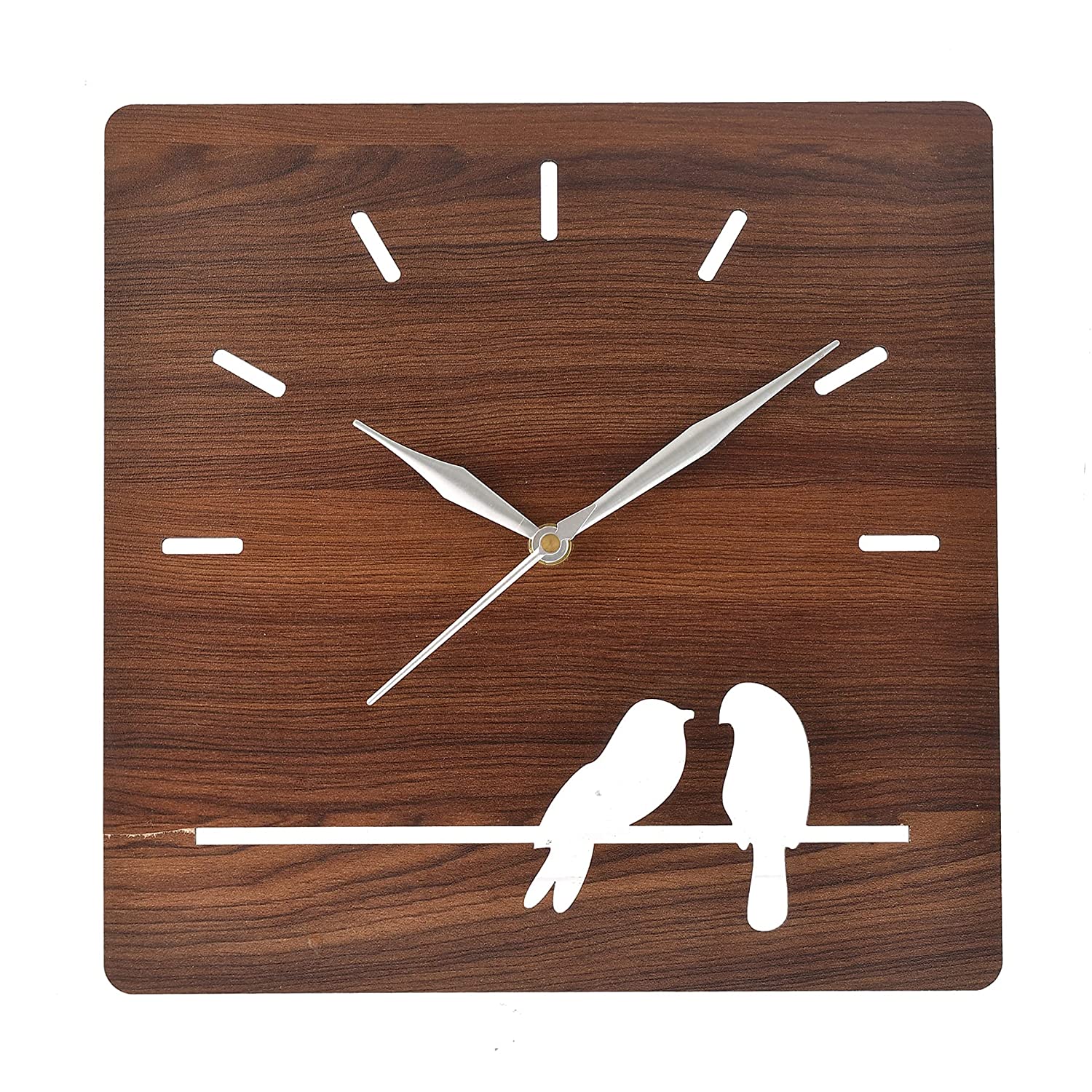 Fun Homes Designer Square Shaped Wooden Wall Clock