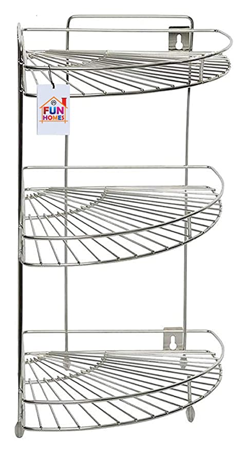 Fun Homes Stainless Steel Multipurpose Storage Kitchen Corner Rack/Stand/Shelf