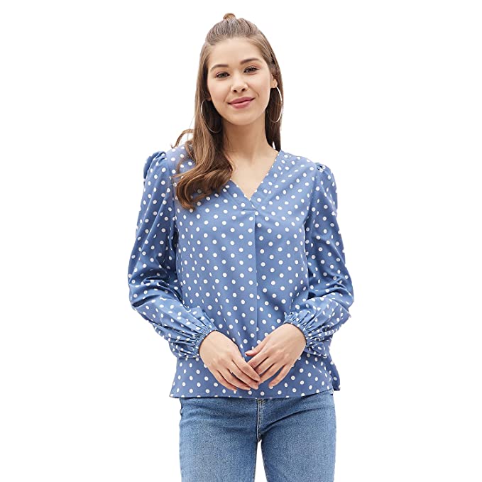 Harpa Women's Puff Sleeve Regular Blouse