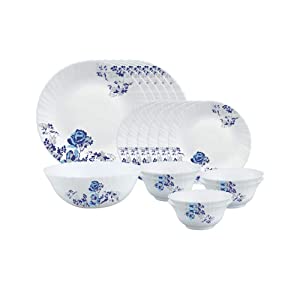 Larah by Borosil Blue Cascade Opalware Dinner Set