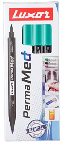 Pack of 10, Luxor Perma Med Marker Pen , Fine and Medium Tip