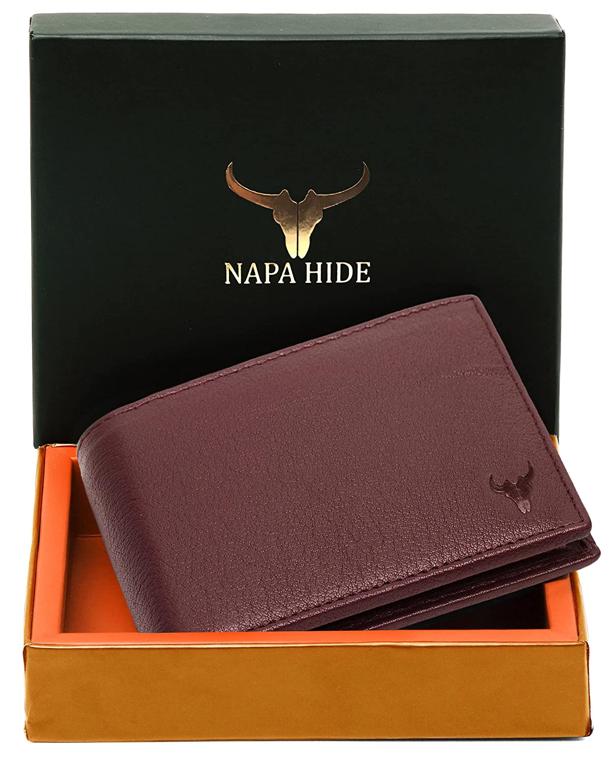 NAPA HIDE Leather Wallet for Men (Maroon)