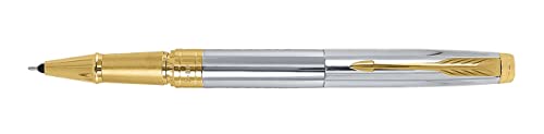 Parker Aster Shiny Chrome Gold Trim Roller Ball Pen