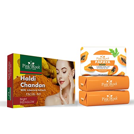 Pink Root Papaya Soap with Haldi Chandan Facial Kit