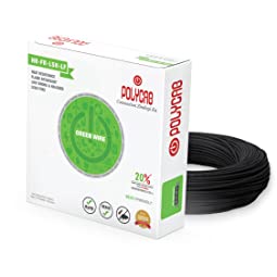 Polycab Eco-Friendly Greenwire PVC Insulated Copper Cable for Domestic & Industrial Connections Electric Wire - Black, 90m, 1.5sqmm