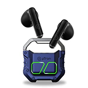PTron Bassbuds Xtreme in Ear Bluetooth Truly Wireless in Ear Earbuds with mic, 32Hrs Playtime, BT5.3, 13mm Driver, Stereo Calls, DeepBass, Touch Control, Zany Case & Type-C Fast Charging