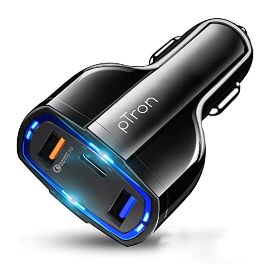 pTron Bullet Pro 36W 3 Port Fast Car Charger Adapter