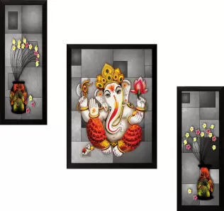 saf Set of 3 Ganesh Digital Painting