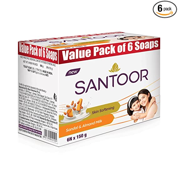 Santoor Sandalwood And Almond Milk Organic Soft Bath Soap