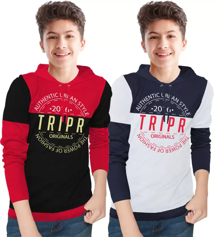 TRIPR  Boys Printed Cotton Blend T Shirt