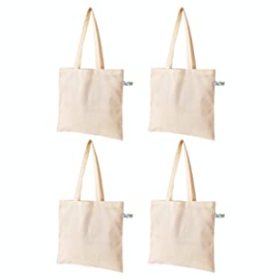 Vantagekart Natural Cotton Plain Tote Shopping Bags