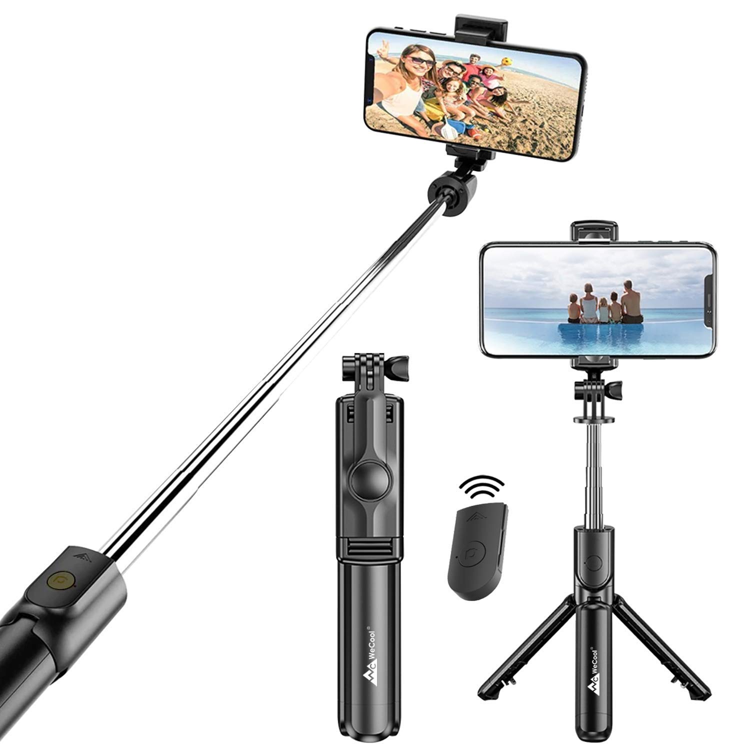 WeCool Bluetooth Extendable Selfie Sticks with Wireless Remote and Tripod Stand